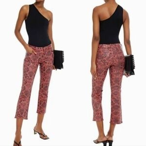 NWT J Brand Selena Snakeprint Bootcut Jeans Red Orange Black 25 XS Small